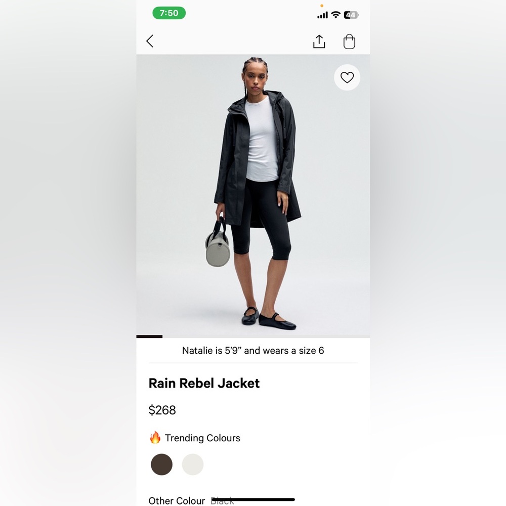 lululemon athletica Hooded Black Raincoat